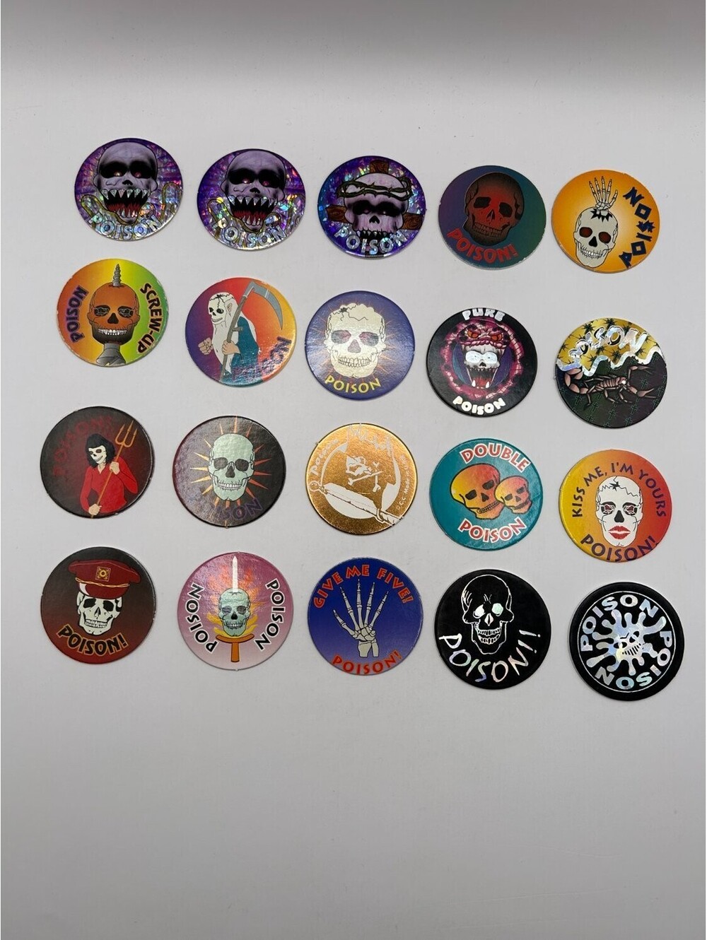 California Caps Vintage Milk Caps Pogs Skulls Poison Motifs Series Multicolor